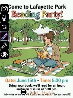 Reading party poster created from a Sticker Camera image